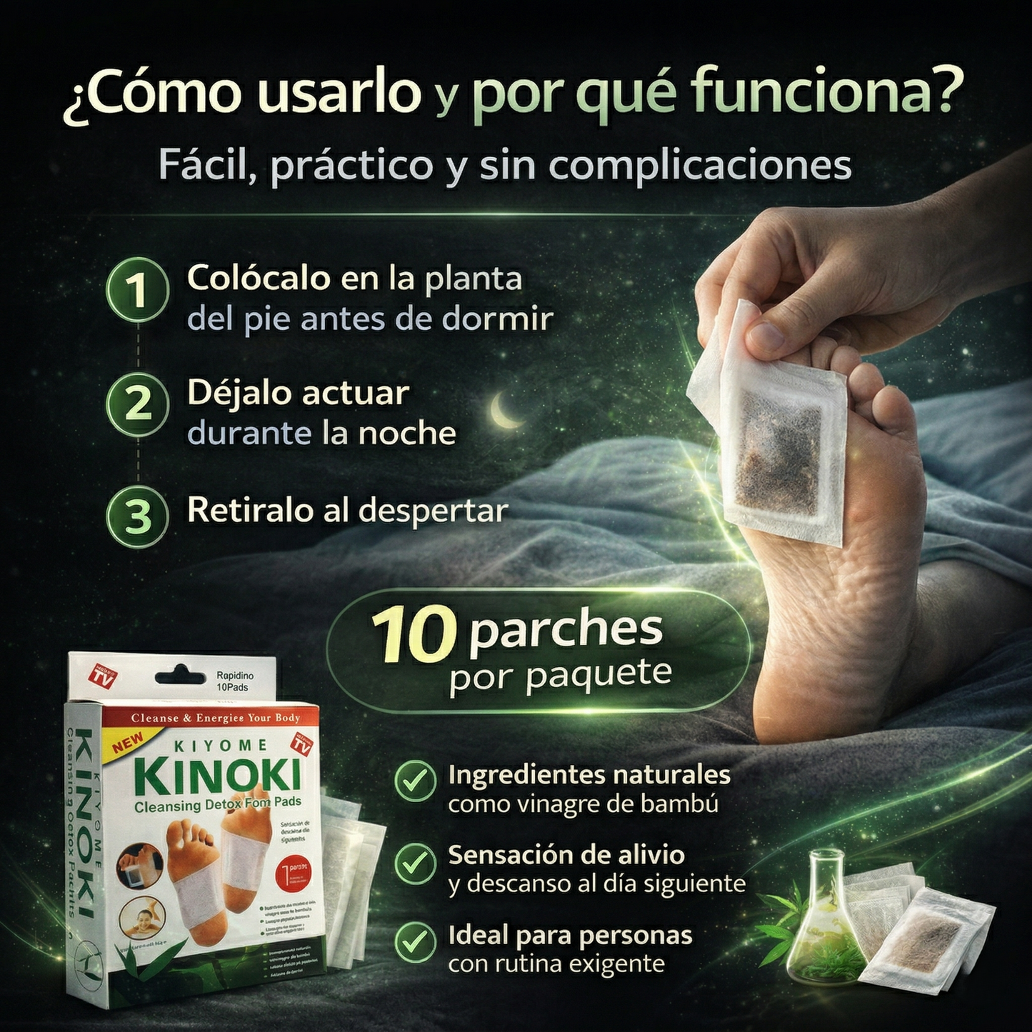 Parches Detox Kinoki Para Pies – Elimina Toxinas y Alivia el Cansancio (10xU)