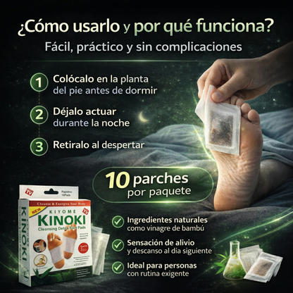 Parches Detox Kinoki Para Pies – Elimina Toxinas y Alivia el Cansancio (10xU)